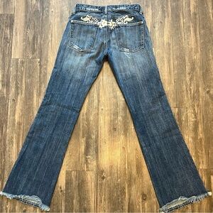 Ananame Bootcut Distressed Straight Legs Embroidered Back Mid Wash Blue Jeans 28